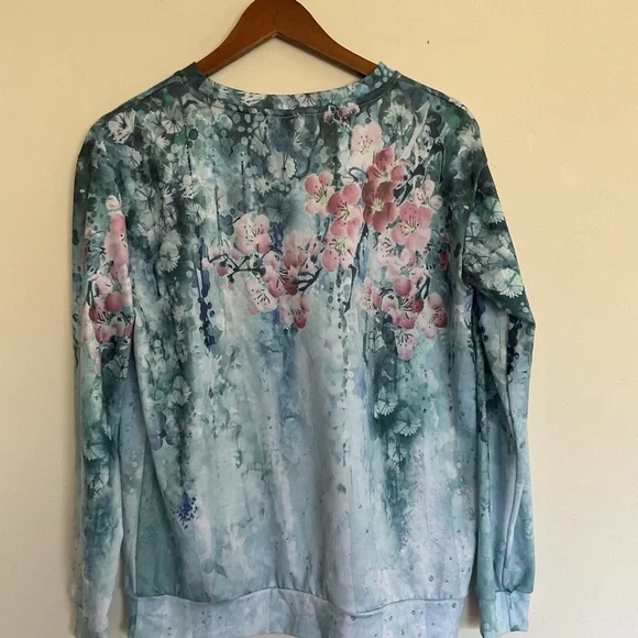 Turquoise Floral Long Sleeve Tee - Picture 2 of 2